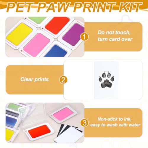 2 Set Paw Print Kit 5.7"x4.1" Paw Print Impression Black | Clean Touch Pet Noses Ink Pads Pet Memorial Keepsake Intended for Dogs/Cats/Footprint/Handprint - color: Black