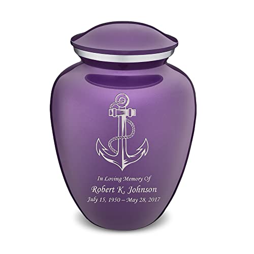 Adult Personalized Anchor Cremation Urns for Human Ashes I Large Purple Funeral Urn for Men and Women I 200 lbs - color: Purple