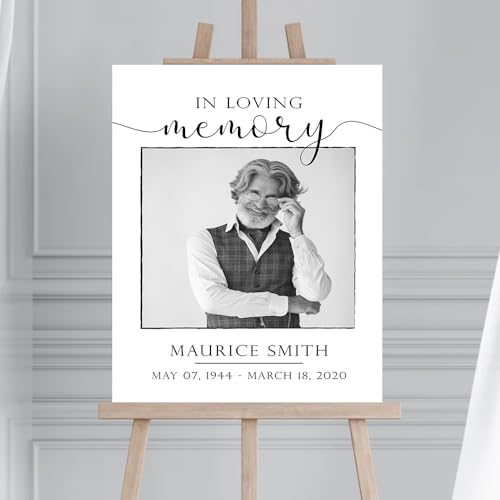 Memorial Sign, Customizable In Loving Memory / Celebration of Life, White Rectangular Plastic Sign, 12'W x 18'L, 18'W x 27'L, 24'W x 36' - color: Background #10