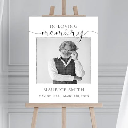 Memorial Sign, Customizable In Loving Memory / Celebration of Life, White Rectangular Plastic Sign, 12'W x 18'L, 18'W x 27'L, 24'W x 36' - color: Background #10