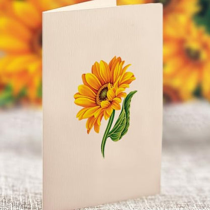 Freshcut Paper Pop Up Cards, Mini Sunflowers, 6 Inch Mini Sized Forever Flower Bouquet 3D Popup Greeting Cards, Birthday Cards, Get Well Gifts, Blank Notecard & Envelope (Pack of 3) - color: Sunflowers, size: Mini (Pack of 3)