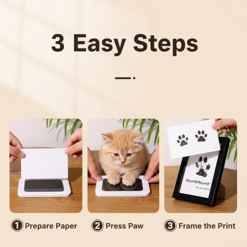 Inkless Paw Print Kit for Dogs - Mess-Free Dog Paw Print Kit, Pet Paw Impression Kit for Cats & Babies, Clean Touch Dog Print Kit with Ink Pad & Wooden Frame, Keepsake Gift for Pet Lovers & New Moms
