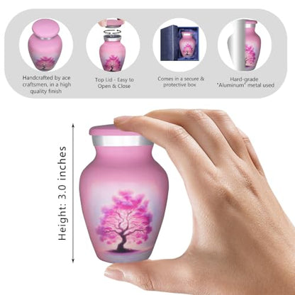 M MEILINXU Pink Urn, Small Urns for Human Ashes, Tree of Life Keepsake - color: Pink, size: Small / Keepsake