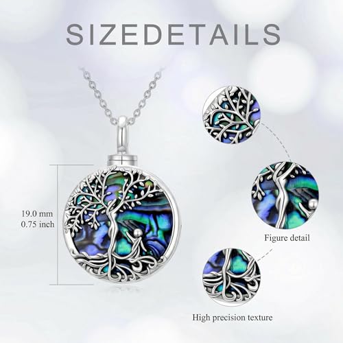 WINNICACA Cremation Jewelry for Ashes Locket Ashes Necklace Urn Necklace for Women Sterling Silver Cremation Necklace for Ashes Fine Keepsake Picture Necklace Memorial Jewelry - style: Round Urn Necklace