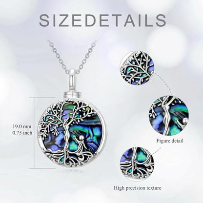 WINNICACA Cremation Jewelry for Ashes Locket Ashes Necklace Urn Necklace for Women Sterling Silver Cremation Necklace for Ashes Fine Keepsake Picture Necklace Memorial Jewelry - style: Round Urn Necklace