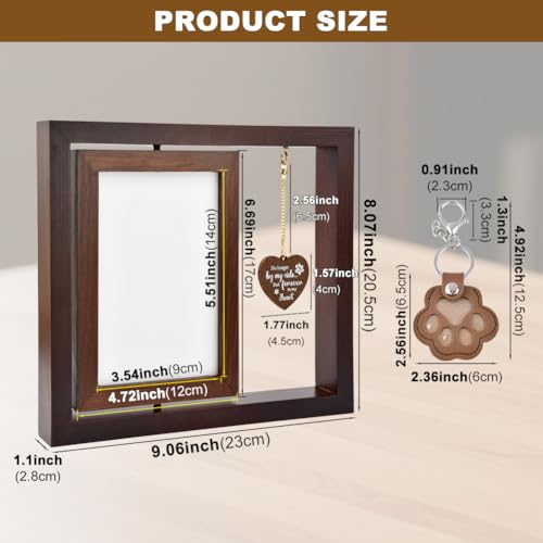 Pet Memorial Frame - Rotating Wooden Picture Frame for 4x6 Photos, Dog Memorial Picture Frame for Loss of Dog or Cat Sympathy Gift, Pet Bereavement Remembrance Picture Frame for Beloved Dog or Cat