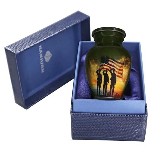 NANIURN Small Urn for Ashes, Army Green Patriotic Flag Cremation Keepsake | Ashes Keepsake for Women and Men, Keepsakes for Ashes of Loved Ones, Family Sharing, Cremated Remains, Home or Niche Memorial - color: Green, size: Small / Keepsake
