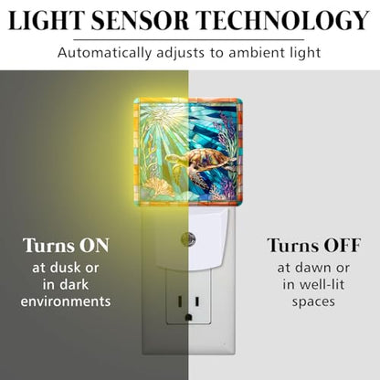 Sea Turtle Stained Glass Night Lights Plug into Wall for Room, Sea Turtle Night Light LED for Bedroom - color: Sea Turtle