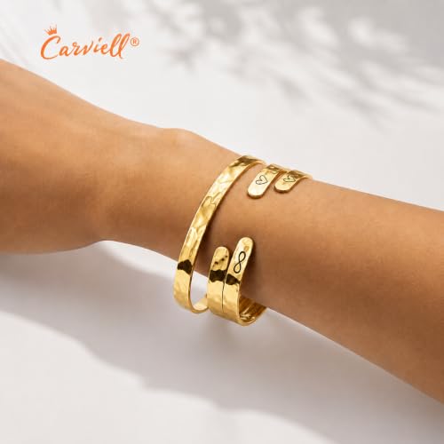 Bracelets for Women – 100+ Meaningful Engraved Messages – Solid 316L Surgical Stainless Steel Cuff Bracelet – Gift Ready - color: BADASS Gift - Keep F##king Going - GOLD