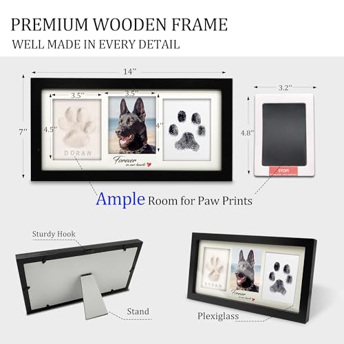 MYPAWLETS Paw Print Frame Kit,Dog/Cat Pawprints Keepsake,Black - color: Black