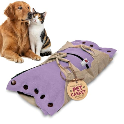 Sweet Goodbye Cocoon Pet Burial & Cremation Kit (Small, Lavender) | Premium Wool Pet Casket & Ceremony Kit for Cats & Dogs | Farewell Your Pet with Love - color: Lavender, size: Small