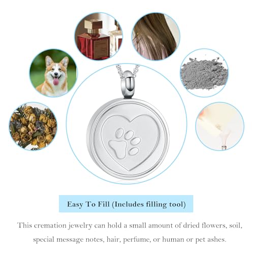 Hearbeingt Tree of Life Cremation Jewelry Paw Print Urn Necklace for Ashes - color: B-Silver
