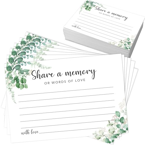 Share A Memory Cards for Celebration Of Life - Set of 50 Memorial Cards for Weddings, Anniversaries, Memorials, Funerals, Birthdays, Graduation, Retirement, Going Away -A07 - color: Green plants