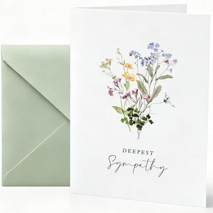 GardenCity Sympathy Card With Envelope, Deepest Sympathy - Our Thoughts and Prayers Are With You, Floral