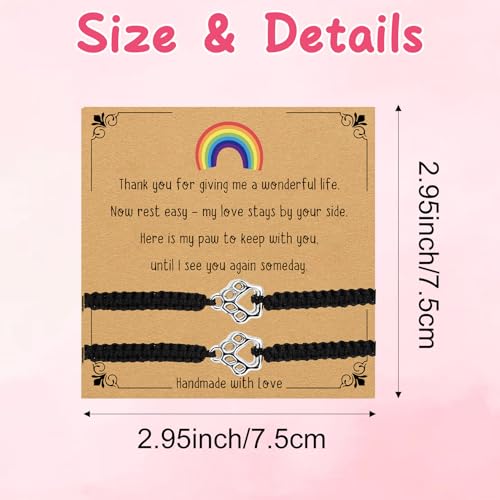 Aelciyue Pet Memorial Mothers Day Birthday Xmas Valentines Day Gifts for Loss Of Cats Dogs Mom Dad Paw Print Gifts Bracelets - style: Black Rope-2Pcs-02