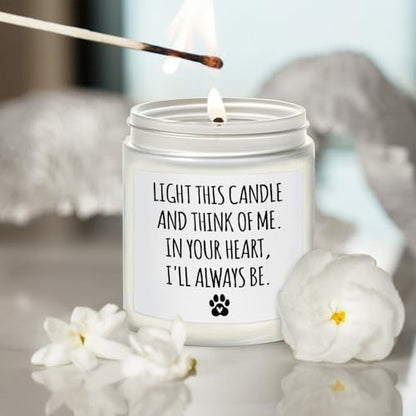 Light This Candle and Think of Me, Pet Memorial Gifts for Loss of Dog Cat, Pet Loss Sympathy Gift, Passing Away Condolence Gifts for Friends Pet Owner - Lavender, Woods, Wild Apple & Eucalyptus 9OZ