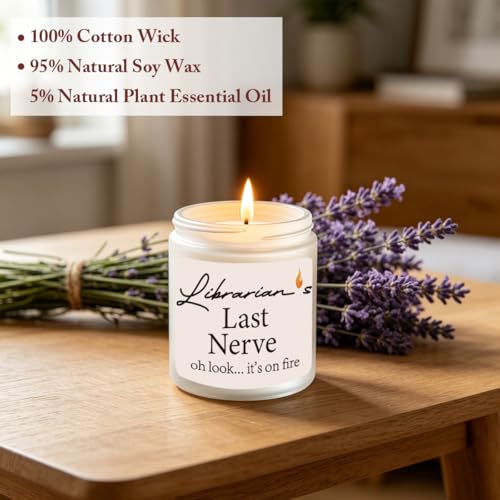 Librarian Gifts for Women Appreciation Gifts for Women Friends Christmas Birthday Gift for Family Sisters Personal Librarian Novelty Lavender Scented Soy Candle Gift - color: White