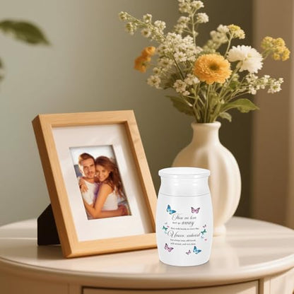 SOITIS Decorative Urn for Ashes – Elegant Butterfly Memorial Keepsake, 27" White Aluminum Funeral Urn, Small Keepsake for Human Ashes, Cremation Mini Urn for Women Men