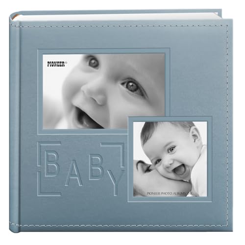 Pioneer Photo Albums DA-200COLB/B 200-Pocket Embossed Baby Leatherette Frame Cover Album for 4 by 6-Inch Prints, Blue - size: 8.875inchesx9inchesx2.125inches