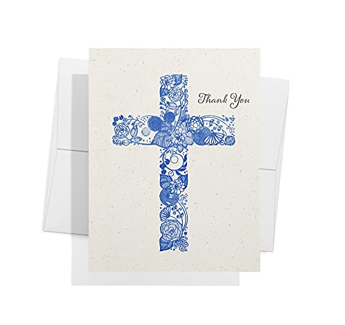 Twigs Paper Christian Cross Thank You Cards, 12 Blank Note Cards | Matching envelopes included, bible verse & scripture, faith & encouragement, inspirational & religious - color: Christian Cross Thank You, size: 12-Count