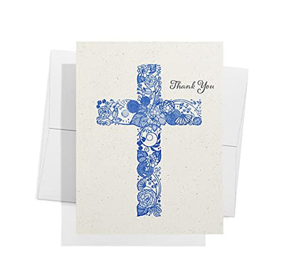 Twigs Paper Christian Cross Thank You Cards, 24 Blank Note Cards | Matching envelopes included, bible verse & scripture, faith & encouragement, inspirational & religious - color: Christian Cross Thank You, size: 24-Count