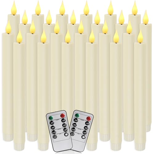 24-Pack Flameless Electronic Taper Candles with Remote - Realistic 3D Flickering LED Wick,No Smoke Safe for Kids/Pets,Suitable for Home Decoration, Parties, Public Places,Weeding, and Dinners. - size: 24-Pack-Taper candle-Ivory