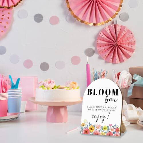 Bloom Bar Sign Wooden Table Sign with Stand, Wedding Flower Bar Decor - color: Bloom