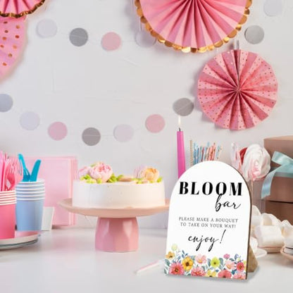 Bloom Bar Sign Wooden Table Sign with Stand, Wedding Flower Bar Decor - color: Bloom