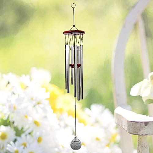 Memorial Wind Chimes Sympathy Gift – “God Has You in His Keeping I Have You in My Heart” – Engraved Teardrop Charm – Wooden Top Chime – Bereavement Gift for Loss – 37" Outdoor-Indoor