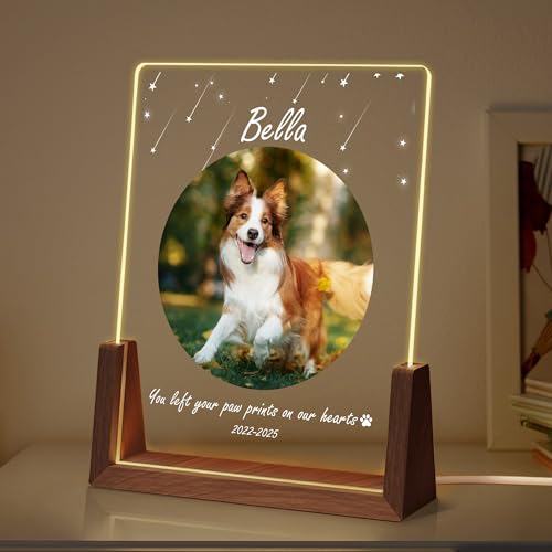 Personalized Dog Memorial Gifts, Custom Acrylic Light Up Picture Frame | Custom Pet Loss Gifts Cat Pet Memorial Gifts with Pictures for Pet Lover, Loss of Dog Sympathy Gifts - color: style-6