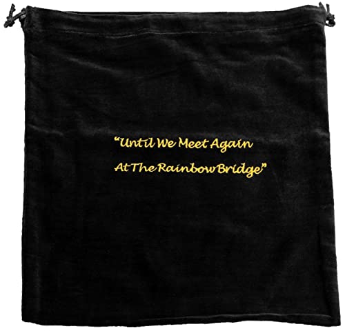 Extra Large Black Velvet Rainbow Bridge Cremains Bag for Ashes - Extra Large Size 13"L x 15"H - for Holding 400 Cubic Inches of Pet Cremains - Includes Plastic Bag for Ashes - color: Black, size: Extra Large