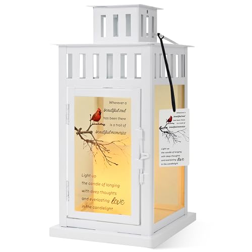 Memorial Lantern Bereavement Gifts Sympathy Gifts Beautiful Memories Personalized LED Candle Lantern, White - color: White