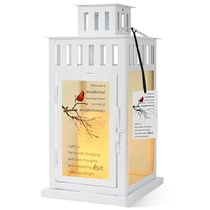 Memorial Lantern Bereavement Gifts Sympathy Gifts Beautiful Memories Personalized LED Candle Lantern, White - color: White