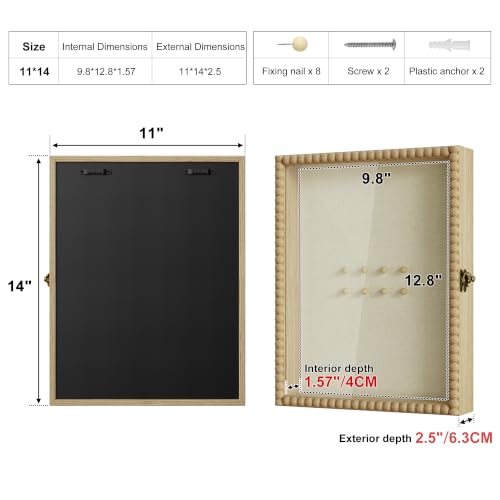 SZQINJI Shadow Box Frame 11x14 Deep Diamond Shape Display Cases, Natural - color: Natural, size: 11x14