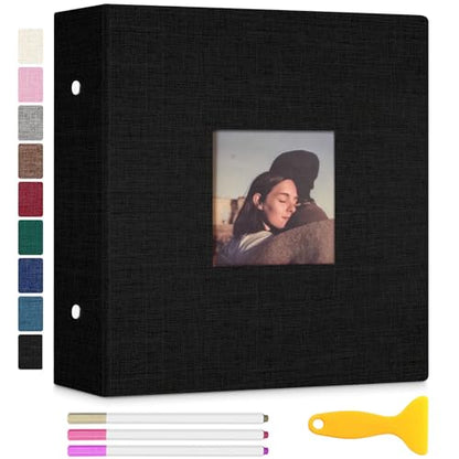 Zesthouse Photo Album Self Adhesive with Picture Display Window, 3-Ring Scrapbook Albums 60 Pages Holds 8x10 5x7 4x6 Photos, DIY Photo Book Ideal Gift for Family Wedding Baby - color: Black, size: 11"x10.6"/White 60 Pages
