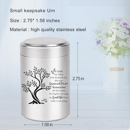 Small Urns for Human Ashes Set of 6 - Mini Keepsake Urns 3 Inches for Sharing - Memorial Ashes Holder - size: Tree of Life - Black & Silver