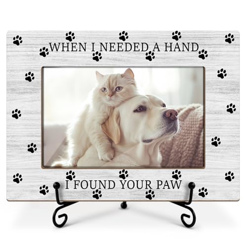 Utaqer Dog Picture Frame, When I Needed A Hand I Found Your Paw, Picture Gifts For Women Wife Friend, Wooden Picture Frame For Keepsake Birthday Holiday, 4X6 Photo Frame With Stand -30 - style: FOUND YOUR PAW