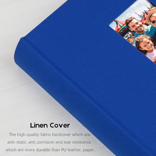 Aevdor 5x7 Photo Album, 240 Photos, Writing Space, Linen Cover, Blue - color: Blue