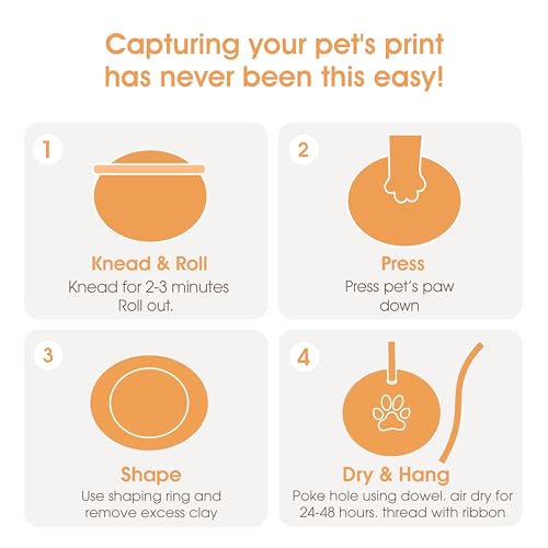 Pearhead Pet Paw Print Keepsake Ornament Kit, No-Bake Clay Kit - color: Clay Pawprint Kit, 3 Ribbons, size: 1-Pack