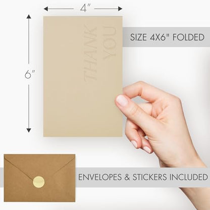 ZICOTO Beautiful Thank You Cards Set of 30 With Envelopes and Stickers | Elegant Blank Cards for Personalized Notes - Bulk Stationary Set for All Occasions Incl. Weddings, Business & Baby Showers - color: Terracotta