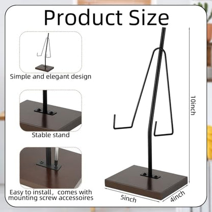 RattanView Plate Stands for Display Black Metal Easel with Reinforced Base Picture Frame Book Photo Plaque Platter Holder for Home Office Tabletop