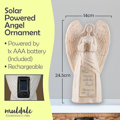 Solar Angel Statue Decoration for Cemetery - Loss of a Mother Sympathy Gifts - in Loving Memory Ornament Mom - Outdoor - Mothers Day Gifts - Light Up Garden Memorial - style: Mom Tribute
