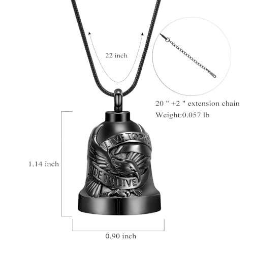 Eagle Love Cremation Keychain Bell Urn Necklaces for Ashes Keepsake Ash Pendant Memorial Urn Keychain Jewelry - color: A-black