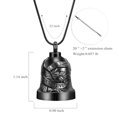 Eagle Love Cremation Keychain Bell Urn Necklaces for Ashes Keepsake Ash Pendant Memorial Urn Keychain Jewelry - color: Customize