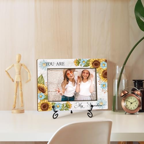 Utaqer Sunflower Picture Frame, You Are My Sunshine, Picture Gifts For Women Friend Bestie, Wooden Picture Frame For Birthday Thanksgiving Keepsake Holiday, 4X6 Photo Frame With Stand -40 - color: Multi-color