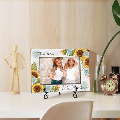 Utaqer Sunflower Picture Frame, You Are My Sunshine, Picture Gifts For Women Friend Bestie, Wooden Picture Frame For Birthday Thanksgiving Keepsake Holiday, 4X6 Photo Frame With Stand -40 - color: Multi-color