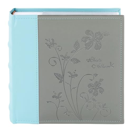 Photo Album Hold 200 4x6 Photos with Memo Writing Space (Grey&Light Blue) - color: Grey & Light Blue
