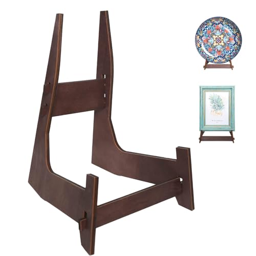 15.5 Inch Large Plate Stands for Display, Wooden Plate Holder, 1 Pack | Display Stand for Book, Frame Picture, Plaque, Photo, Platter, Bowl, Decorative Tabletop Art Stand