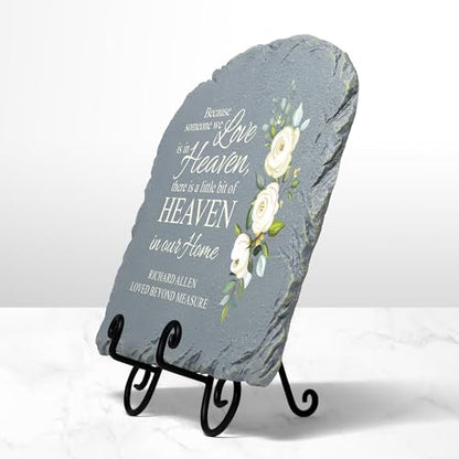 Let's Make Memories Personalized Memorial Garden Stone - Sympathy - Loss of Loved One - Grave Marker - Condolences - Indoor/Outdoor - Durable Resin - for Loved Ones in Heaven - style: Heaven Sent