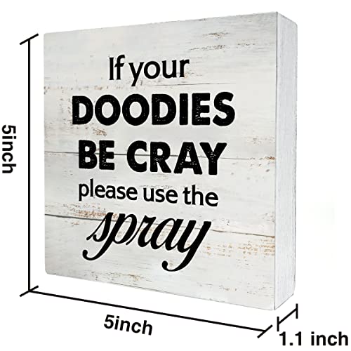 Rustic Funny Bathroom Wood Box Sign Decor - color: DOODIES